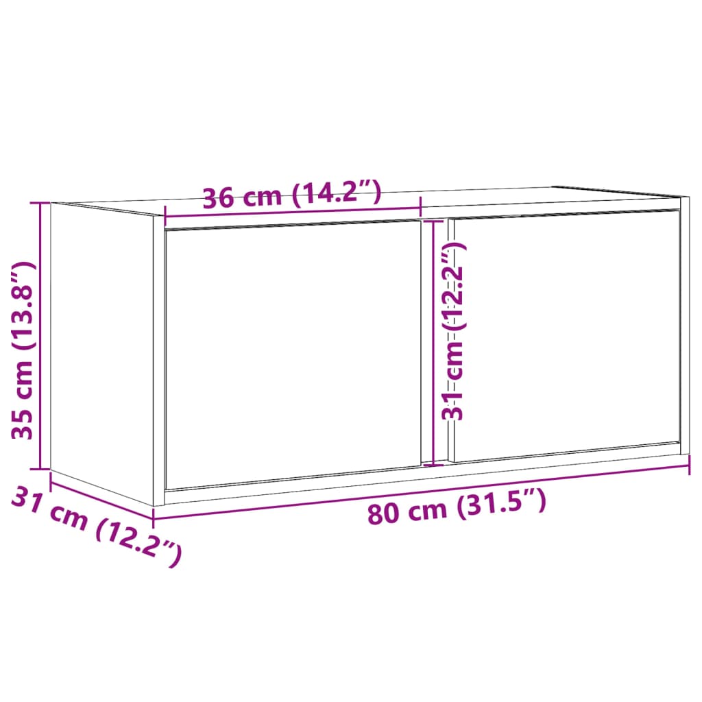 Nástěnná TV skříňka s LED osvětlením hnědý dub 80 x 31 x 35 cm - obrázek 14