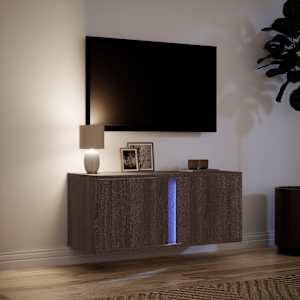 Nástěnná TV skříňka s LED osvětlením hnědý dub 80 x 31 x 35 cm - obrázek 5