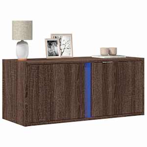 Nástěnná TV skříňka s LED osvětlením hnědý dub 80 x 31 x 35 cm - obrázek 1