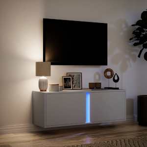 Nástěnná TV skříňka s LED osvětlením bílá 100 x 31 x 35 cm - obrázek 5
