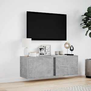 Nástěnná TV skříňka s LED osvětlením betonově šedá 100x31x35 cm - obrázek 4