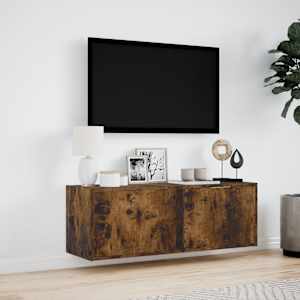 Nástěnná TV skříňka s LED osvětlením kouřový dub 100x31x35 cm - obrázek 4