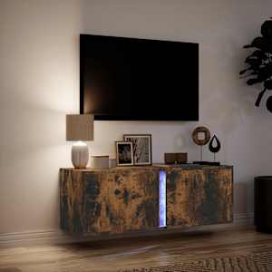 Nástěnná TV skříňka s LED osvětlením kouřový dub 100x31x35 cm - obrázek 5