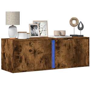 Nástěnná TV skříňka s LED osvětlením kouřový dub 100x31x35 cm - obrázek 1