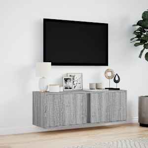 Nástěnná TV skříňka s LED osvětlením šedá sonoma 100x31x35 cm - obrázek 4