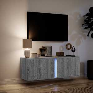 Nástěnná TV skříňka s LED osvětlením šedá sonoma 100x31x35 cm - obrázek 5