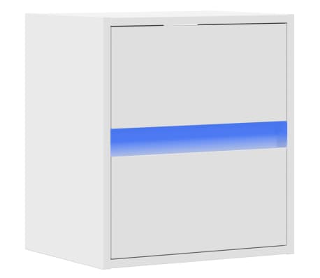 vidaXL V&auml;ggmonterad tv-b&auml;nk LEDs vit 41x31x45 cm