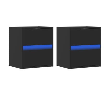 vidaXL TV-Wandschr&auml;nke mit LED-Beleuchtung 2 Stk. Schwarz 41x31x45 cm