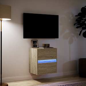 Nástěnná TV skříňka s LED osvětlením dub sonoma 41 x 31 x 45 cm - obrázek 5