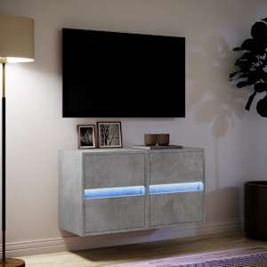 Nástěnné TV skříňky s LED 2 ks betonově šedé 41 x 31 x 45 cm - obrázek 5