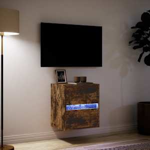 Nástěnná TV skříňka s LED osvětlením kouřový dub 41x31x45 cm - obrázek 5