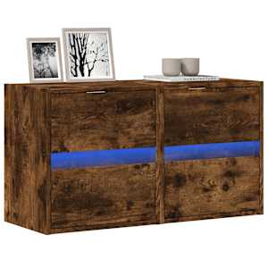 Stenske TV omarice z LED 2 kosa dimljeni hrast 41x31x45 cm