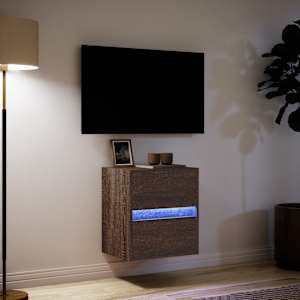 Nástěnná TV skříňka s LED osvětlením hnědý dub 41 x 31 x 45 cm - obrázek 5