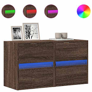 Nástěnné TV skříňky s LED osvětlením 2 ks hnědý dub 41x31x45 cm - obrázek 2