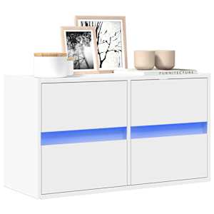 Stenska TV omarica z LED lučkami bela 80x31x45 cm