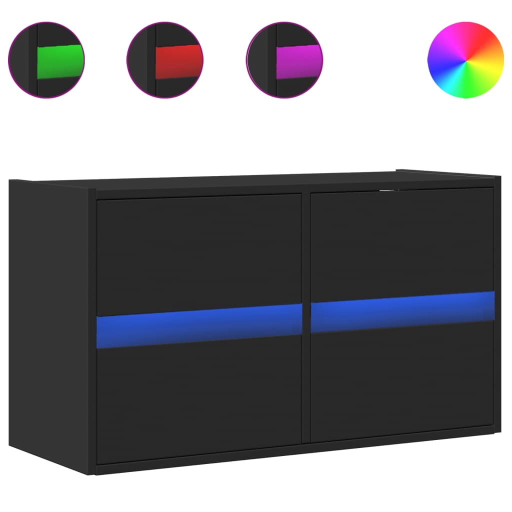 Thumbnail - vidaXL TV-Wandschrank mit LED-Beleuchtung Schwarz 80x31x45 cm