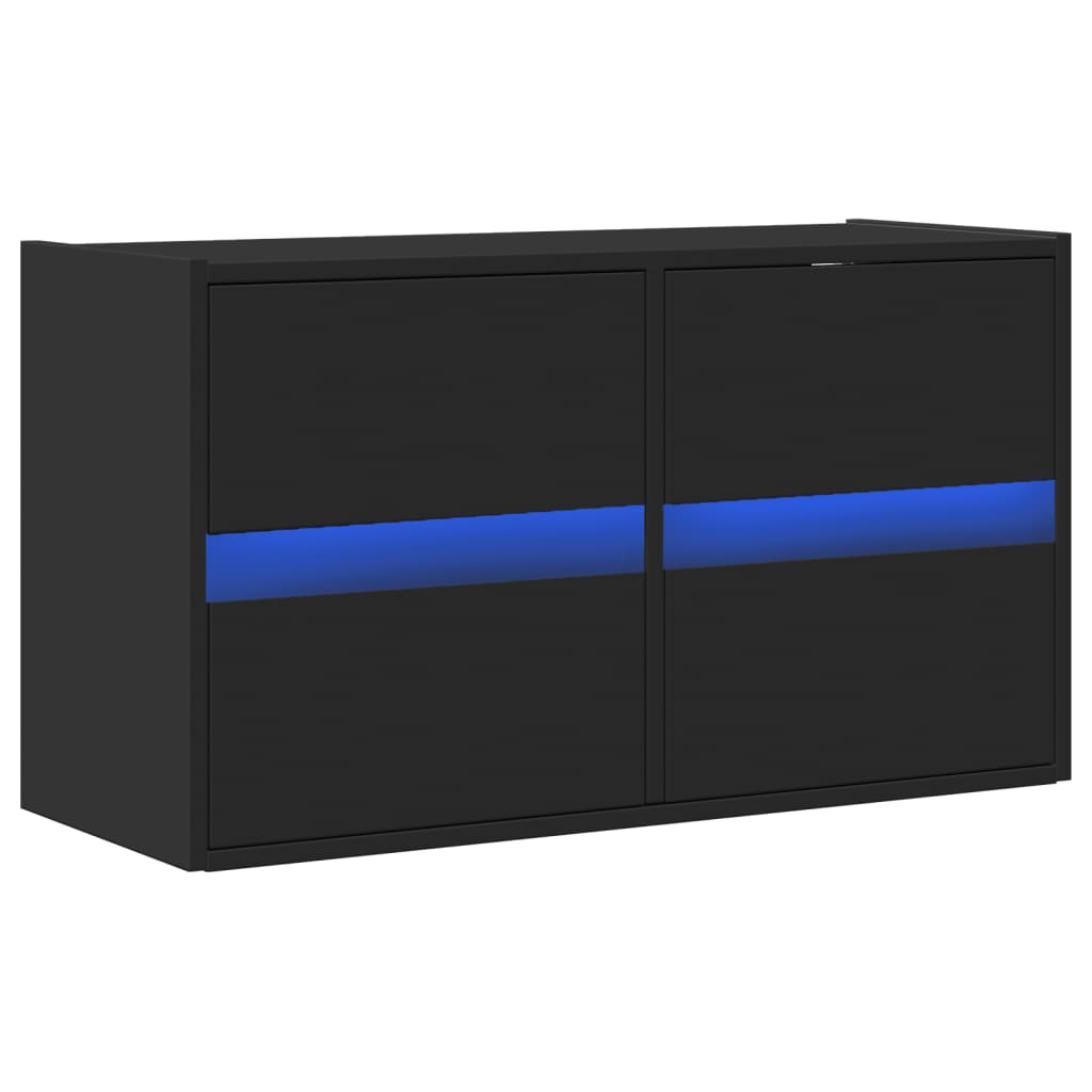 Thumbnail - vidaXL TV-Wandschrank mit LED-Beleuchtung Schwarz 80x31x45 cm
