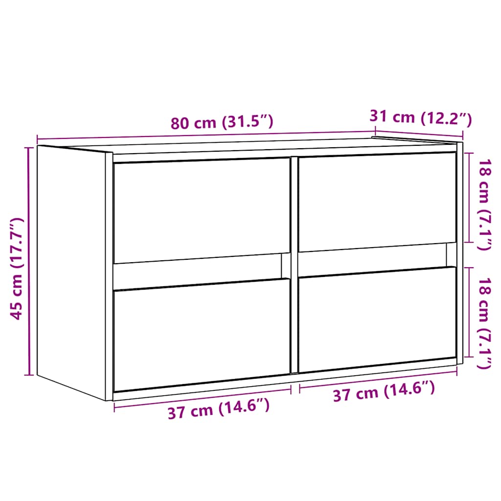 Nástěnná TV skříňka s LED osvětlením černá 80 x 31 x 45 cm - obrázek 15