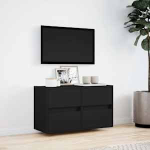 Nástěnná TV skříňka s LED osvětlením černá 80 x 31 x 45 cm - obrázek 4