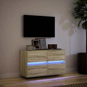 Nástěnná TV skříňka s LED osvětlením dub sonoma 80 x 31 x 45 cm - obrázek 5