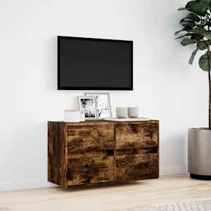 Nástěnná TV skříňka s LED osvětlením kouřový dub 80x31x45 cm - obrázek 4