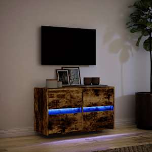 Nástěnná TV skříňka s LED osvětlením kouřový dub 80x31x45 cm - obrázek 5