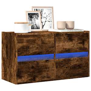 Nástěnná TV skříňka s LED osvětlením kouřový dub 80x31x45 cm - obrázek 1
