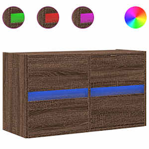 Nástěnná TV skříňka s LED osvětlením hnědý dub 80 x 31 x 45 cm - obrázek 2