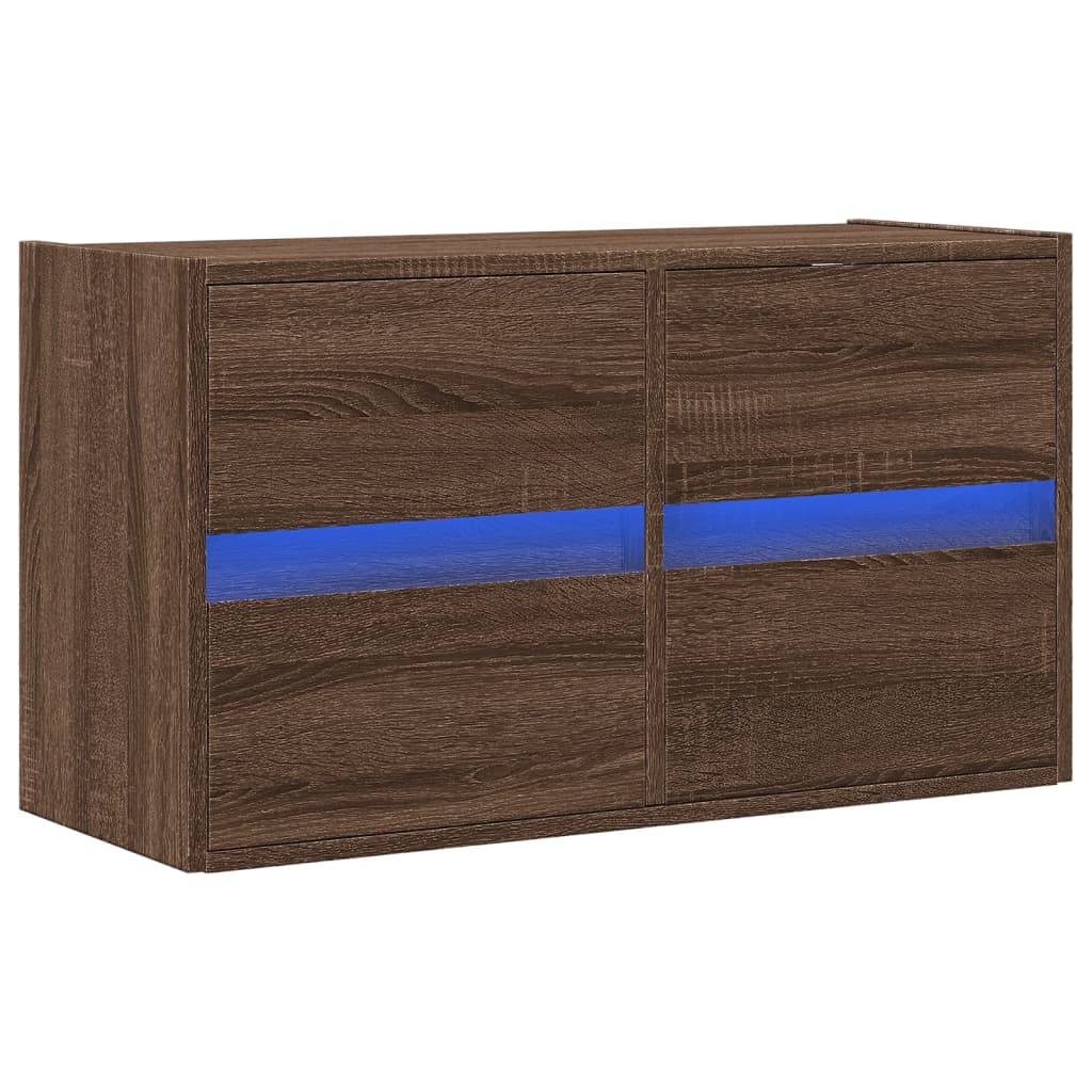 Thumbnail - vidaXL TV-Wandschrank mit LED-Beleuchtung Braun Eiche-Optik 80x31x45cm