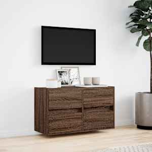 Nástěnná TV skříňka s LED osvětlením hnědý dub 80 x 31 x 45 cm - obrázek 4