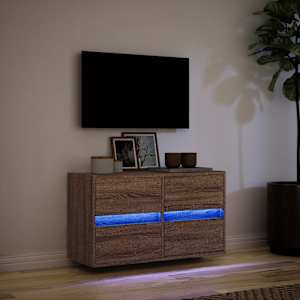 Nástěnná TV skříňka s LED osvětlením hnědý dub 80 x 31 x 45 cm - obrázek 5