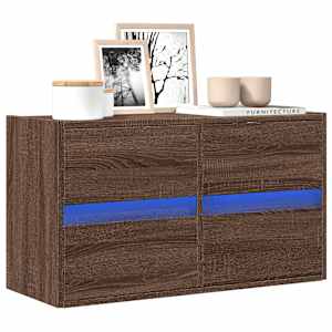 Stenska TV omarica z LED lučkami rjavi hrast 80x31x45 cm