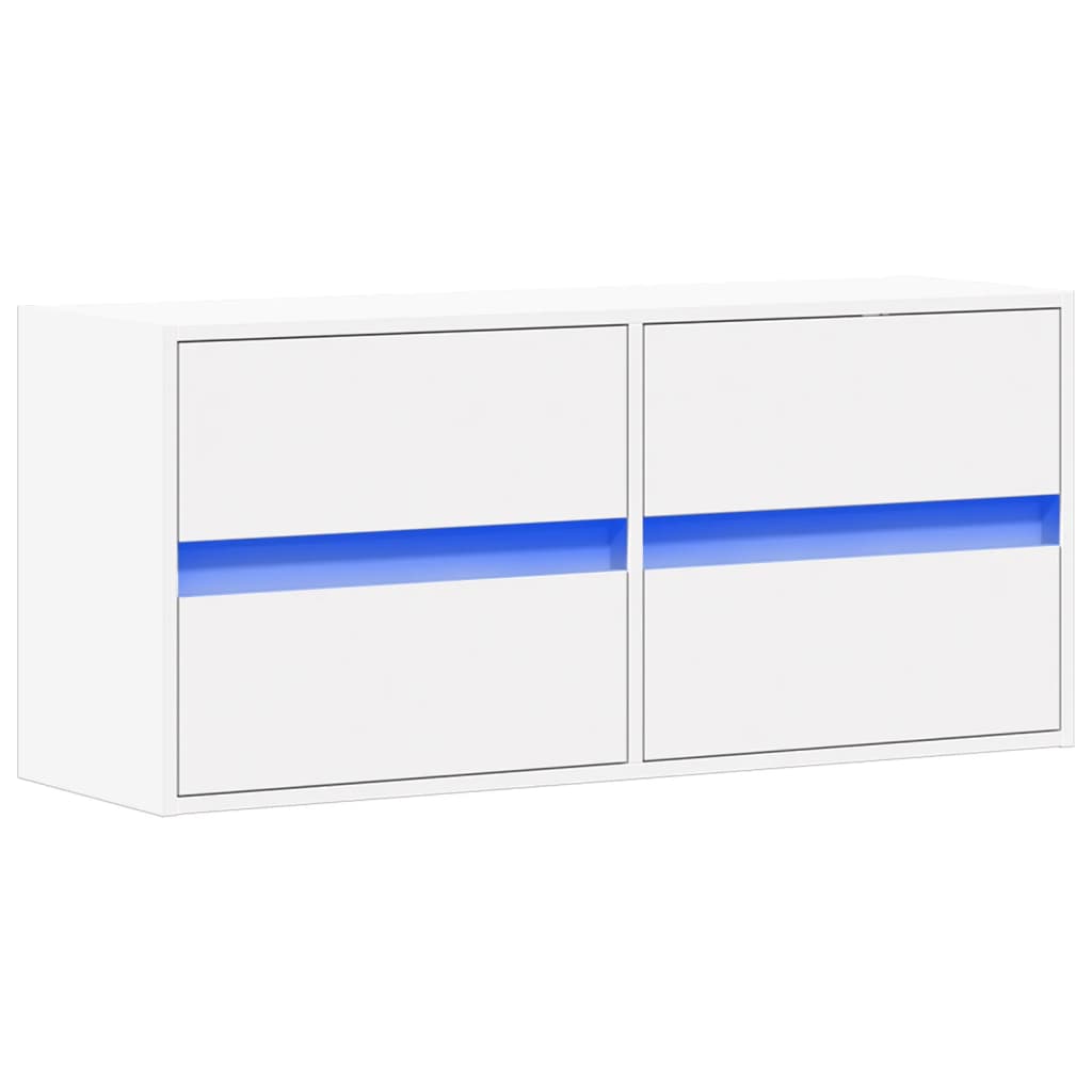 vidaXL fehér falra szerelhető TV-szekrény LED-lámpákkal 100x31x45 cm