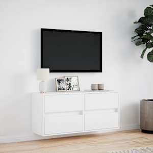Nástěnná TV skříňka s LED osvětlením bílá 100 x 31 x 45 cm - obrázek 4