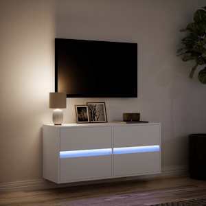 Nástěnná TV skříňka s LED osvětlením bílá 100 x 31 x 45 cm - obrázek 5
