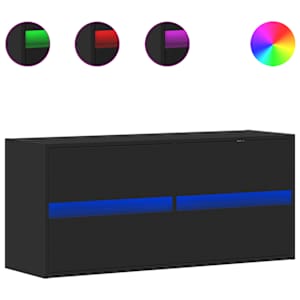 Nástěnná TV skříňka s LED osvětlením černá 100 x 31 x 45 cm - obrázek 2