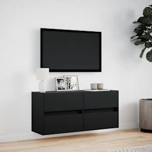 Nástěnná TV skříňka s LED osvětlením černá 100 x 31 x 45 cm - obrázek 4