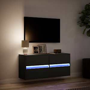 Nástěnná TV skříňka s LED osvětlením černá 100 x 31 x 45 cm - obrázek 5