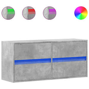 Nástěnná TV skříňka s LED osvětlením betonově šedá 100x31x45 cm - obrázek 2