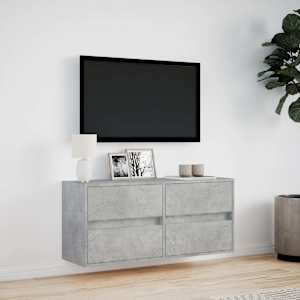 Nástěnná TV skříňka s LED osvětlením betonově šedá 100x31x45 cm - obrázek 4