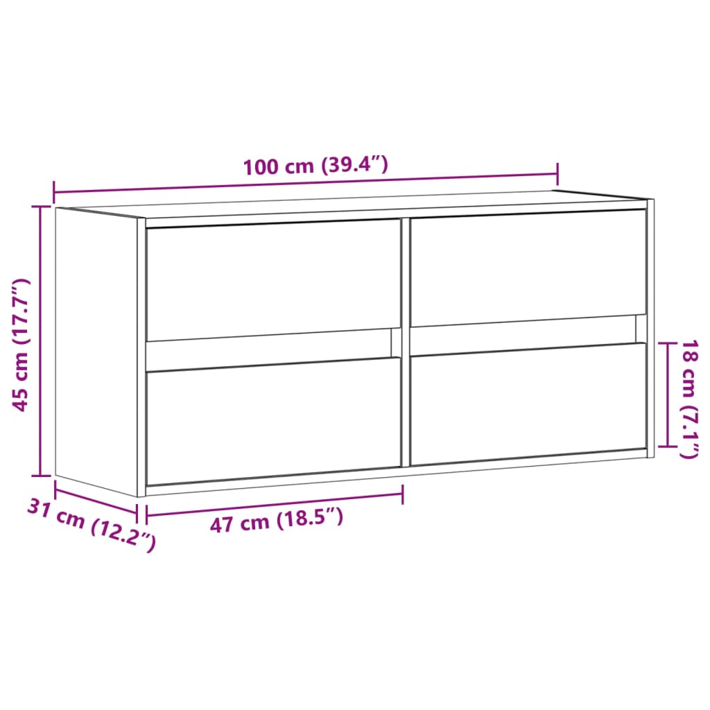 Nástěnná TV skříňka s LED osvětlením kouřový dub 100x31x45 cm - obrázek 15