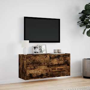 Nástěnná TV skříňka s LED osvětlením kouřový dub 100x31x45 cm - obrázek 4
