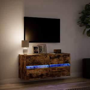 Nástěnná TV skříňka s LED osvětlením kouřový dub 100x31x45 cm - obrázek 5
