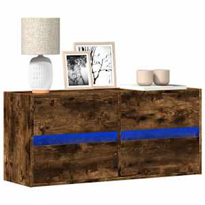 Nástěnná TV skříňka s LED osvětlením kouřový dub 100x31x45 cm - obrázek 1