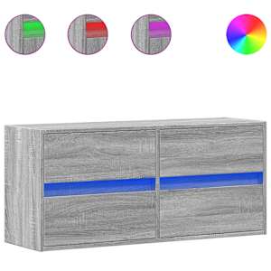 Nástěnná TV skříňka s LED osvětlením šedá sonoma 100x31x45 cm - obrázek 2