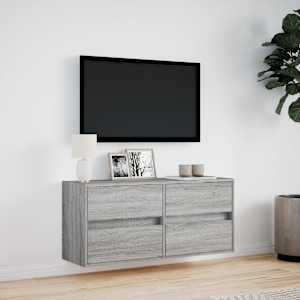 Nástěnná TV skříňka s LED osvětlením šedá sonoma 100x31x45 cm - obrázek 4