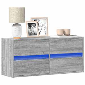 Stenska TV omarica z LED lučkami siva sonoma 100x31x45 cm