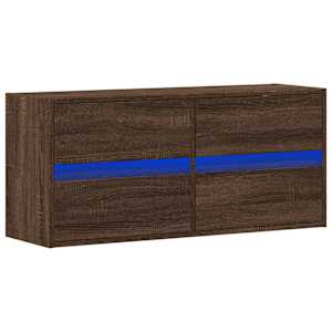 Nástěnná TV skříňka s LED osvětlením hnědý dub 100 x 31 x 45 cm - obrázek 3