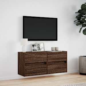 Nástěnná TV skříňka s LED osvětlením hnědý dub 100 x 31 x 45 cm - obrázek 4