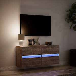 Nástěnná TV skříňka s LED osvětlením hnědý dub 100 x 31 x 45 cm - obrázek 5